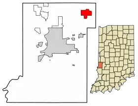 Location of Fontanet in Vigo County, Indiana.