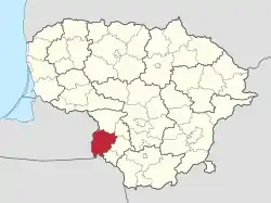 Location of Vilkaviškis district municipality within Lithuania