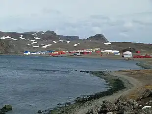 The Chilean settlement of Villa Las Estrellas on King George Island in the South Shetland Islands, Antarctica.