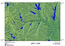 Shaded relief map of Village Creek in east Tarrant county.