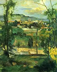 Village derrière des arbres, Île-de-France, Paul Cézanne
