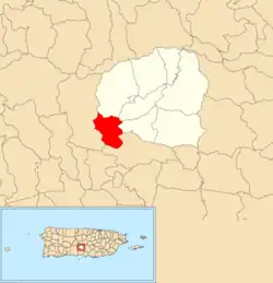 Location of Villalba Abajo within the municipality of Villalba shown in red