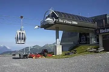 'Roc d'Orsay' 8-seater gondola constructed in 2006, in Villars, Switzerland.