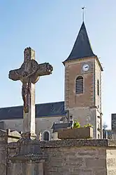 The church and cross in Villecomte