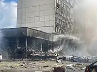 Fire at the site of the explosion