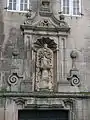 Sculpture of Our Lady of the Pillar (1752) above the entrance to the Hospital de Pobres y Peregrinos  in Tui, Pontevedra