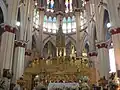 Altar of the Marian National Shrine of Our Lady of El Cisne with the icon of the virgin in the center.