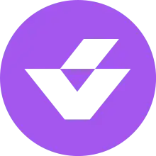 Logo of Virtual Dining concepts, a V with an acute accent on a purple background