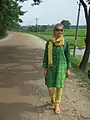 A woman visiting Bangladesh wearing a churidar