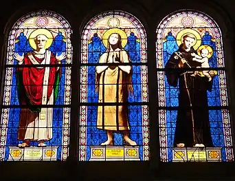 Patron saints of the family of Louis-Philippe and the Duke; Clement of Alexandria (left), Saint Rosalia (center) and Saint Anthony of Padua(Right)