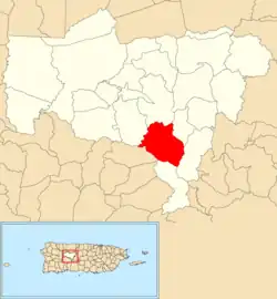 Location of Viví Arriba within the municipality of Utuado shown in red