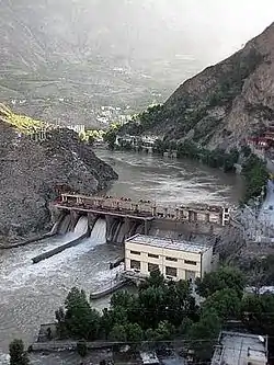 A hydroelectric dam in Xiaojin County