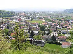 Vojnik, a view towards the south. The city in the background is Celje.