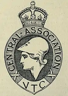 Bellona on the badge of the Volunteer Training Corps in World War I