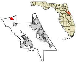 Map of Seville in Volusia County, Florida