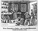 Print showing sugar used in home preservation of fruit (17th century?)