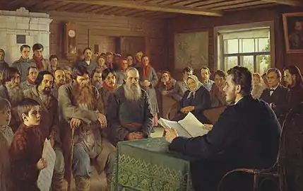 Sunday reading in a village school, 1895