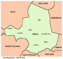 Map of Vrbas municipality