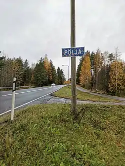 A sign of Pöljä along the Highway 5.