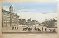 Vue d'optique of the Hotel de Ville in Amsterdam, printed in England