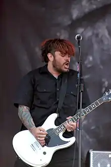 Morgan performing with Seether in 2014