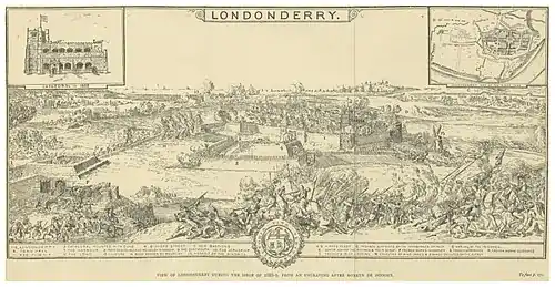 A drawing showing Derry during the siege