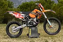 Wire wheels on a modern enduro-style motorcycle