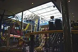 The Galaxy Orbiter spinning coaster at the Galaxyland Amusement Park inside West Edmonton Mall, Canada.