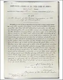 Photo of 1856 Act of Congress