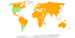 Parties (orange), signatories (green), non-signatories or not member (grey).