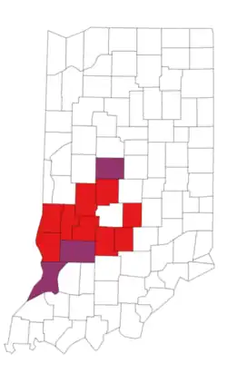 Location of teams in Western Indiana Conference