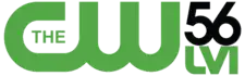 The CW network logo in green. To the right in sans serifs, a green number 56 over the black letters LVI