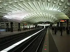 Intersection of coffered concrete ceiling vaults at Metro Center (opened 1976), a major transfer station