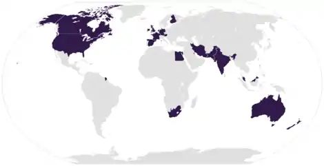 Map of the participating nations