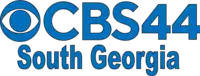 In blue with a black outer stroke, from top left: the CBS eye, the lettering CBS, a numeral 44, and beneath them in a line, the words "South Georgia".