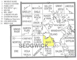 Location of Waco Township in Sedgwick County