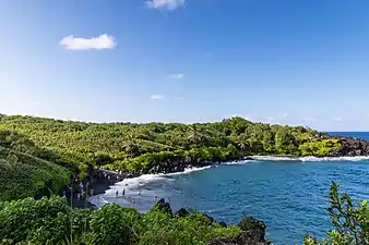 Waianapanapa black sand beach next to Hana