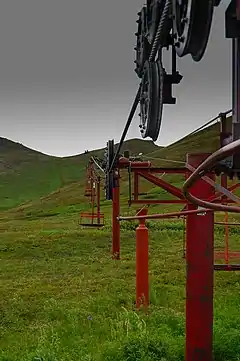 View of the chairlift during the offseason