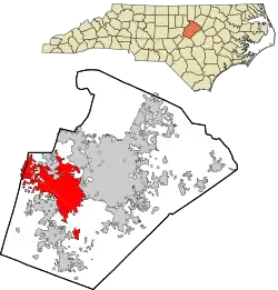 Location in Wake County and North Carolina