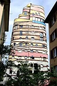 Waldspirale (German: forest spiral) – a residential building complex in Darmstadt, Germany, designed by Austrian artist Friedensreich Hundertwasser.