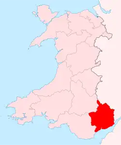 Monmouthshire shown within Wales