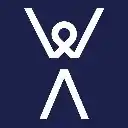 White stick figure with arms raised on dark blue square