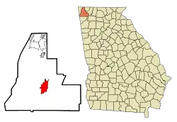 Location in Walker County and the state of Georgia
