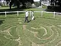 Walking the turf maze at Wing, Rutland