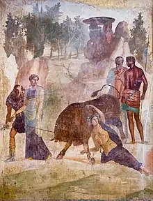 Roman art showing Dirce's punishment