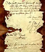 Letter from Wallenstein, containing Pappenheim's last orders as well as stains of his blood.( German Wikisource has original text related to this article: Pappenheim's last order)