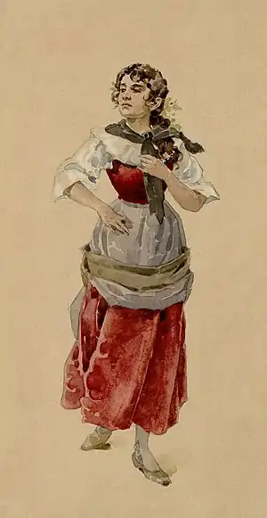 Image 129Costume design for La Wally, by Adolfo Hohenstein (restored by Adam Cuerden) (from Wikipedia:Featured pictures/Culture, entertainment, and lifestyle/Theatre)