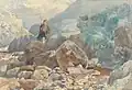 Glencoe, A Shepherd Boy Crossing a Burn (1857)