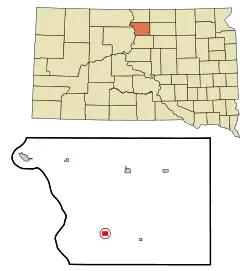 Location in Walworth County and the state of South Dakota