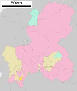 Location of Wanouchi in Gifu Prefecture